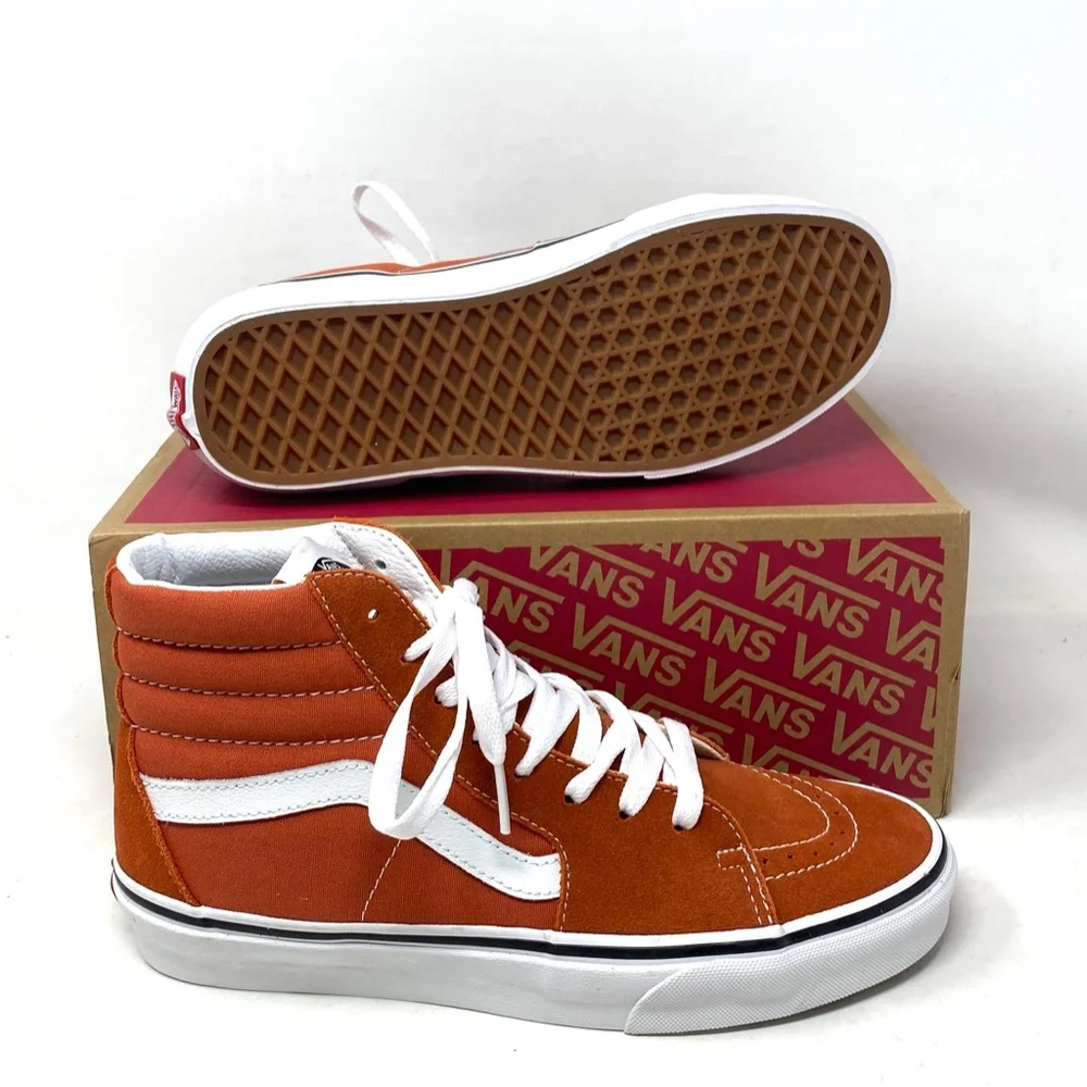 VANS Sk8-Hi Color Theory Shoes SB For Women Canvas Suede Burnt Ochre VN0005U9GWP - Picture 3 of 9